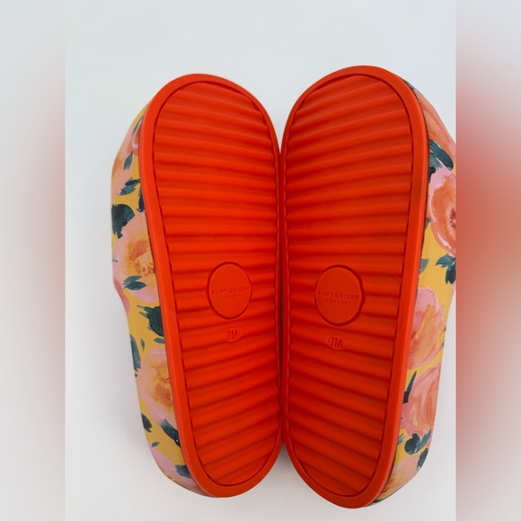 Kurt Geiger London Eagle Chunky Floral Platform Slide Orange Summer Sandals - Picture 9 of 17